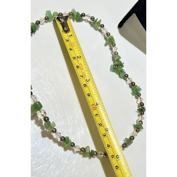 Beautiful VTG Hydrogrossular Garnet Chip Crystal Sterling Choker Necklace Boho - Picture 8 of 11